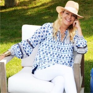 CK Bradley LIKE NEW Oopsy Top in Charleton Blue Women’s Size XS Boho Bohemian